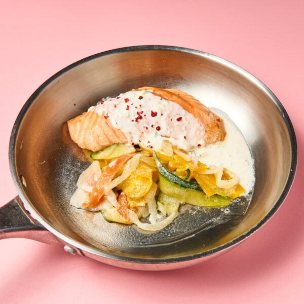 Pavé de saumon, tagliatelles de légumes à la crème <br/> 1 part
